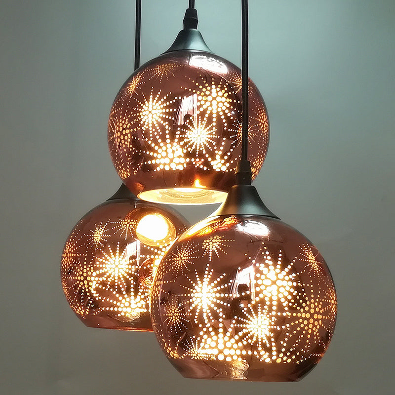Globe Hanging Ceiling Light Modernist Firework Glass Bronze Suspension Lighting for Corridor Clearhalo 'Ceiling Lights' 'Chandeliers' 'Glass shade' 'Glass' 'Modern Pendants' 'Modern' 'Pendant Lights' 'Pendants' Lighting' 2025788