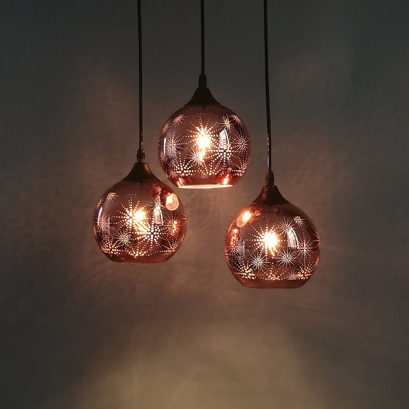 Globe Hanging Ceiling Light Modernist Firework Glass Bronze Suspension Lighting for Corridor Clearhalo 'Ceiling Lights' 'Chandeliers' 'Glass shade' 'Glass' 'Modern Pendants' 'Modern' 'Pendant Lights' 'Pendants' Lighting' 2025789