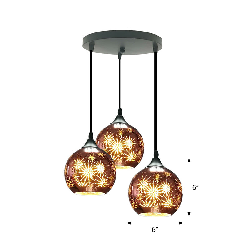 Globe Hanging Ceiling Light Modernist Firework Glass Bronze Suspension Lighting for Corridor Clearhalo 'Ceiling Lights' 'Chandeliers' 'Glass shade' 'Glass' 'Modern Pendants' 'Modern' 'Pendant Lights' 'Pendants' Lighting' 2025791