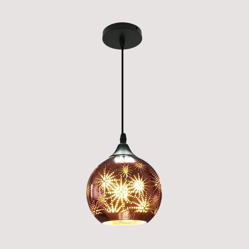 Globe Hanging Ceiling Light Modernist Firework Glass Bronze Suspension Lighting for Corridor Clearhalo 'Ceiling Lights' 'Chandeliers' 'Glass shade' 'Glass' 'Modern Pendants' 'Modern' 'Pendant Lights' 'Pendants' Lighting' 2025795