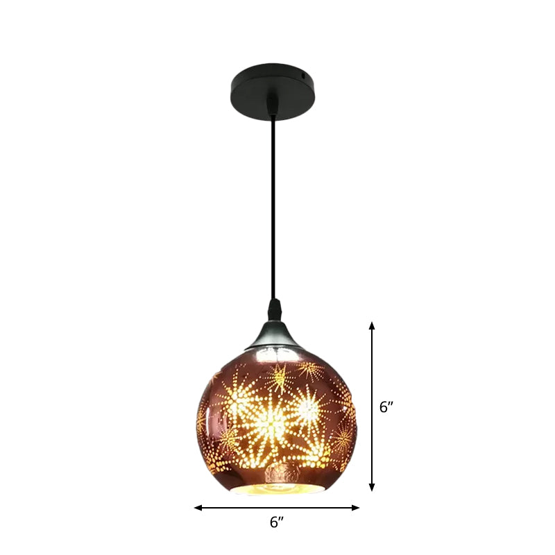 Globe Hanging Ceiling Light Modernist Firework Glass Bronze Suspension Lighting for Corridor Clearhalo 'Ceiling Lights' 'Chandeliers' 'Glass shade' 'Glass' 'Modern Pendants' 'Modern' 'Pendant Lights' 'Pendants' Lighting' 2025796