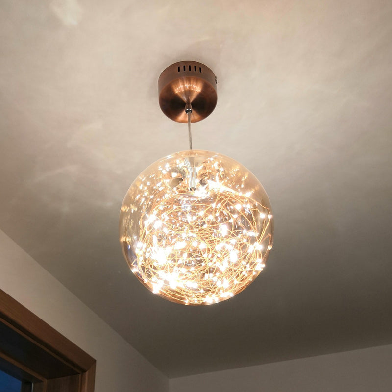 Ball Pendant Light Kit Minimal LED Glass Down Lighting with Inside Glowing String Clearhalo 'Ceiling Lights' 'Modern Pendants' 'Modern' 'Pendant Lights' 'Pendants' Lighting' 2025798