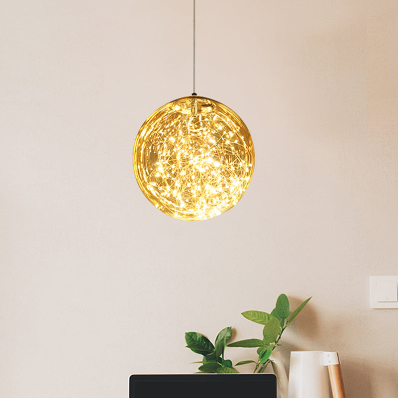 Ball Pendant Light Kit Minimal LED Glass Down Lighting with Inside Glowing String Clearhalo 'Ceiling Lights' 'Modern Pendants' 'Modern' 'Pendant Lights' 'Pendants' Lighting' 2025799
