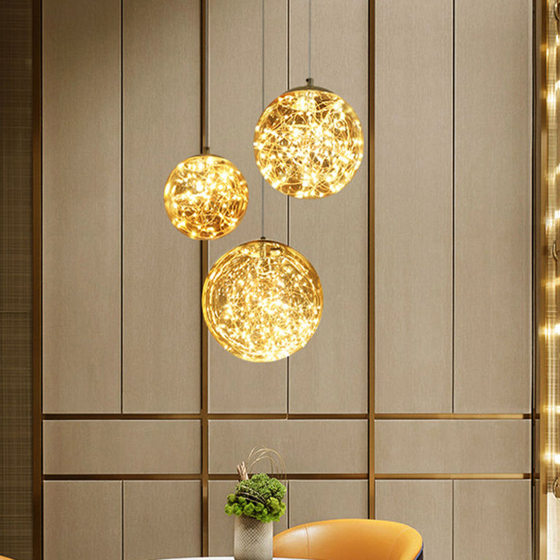 Ball Pendant Light Kit Minimal LED Glass Down Lighting with Inside Glowing String Clearhalo 'Ceiling Lights' 'Modern Pendants' 'Modern' 'Pendant Lights' 'Pendants' Lighting' 2025800