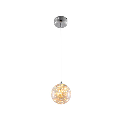 Ball Pendant Light Kit Minimal LED Glass Down Lighting with Inside Glowing String Amber 6" Clearhalo 'Ceiling Lights' 'Modern Pendants' 'Modern' 'Pendant Lights' 'Pendants' Lighting' 2025801