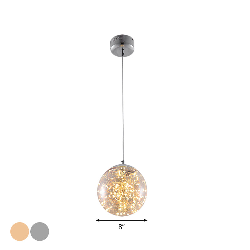 Ball Pendant Light Kit Minimal LED Glass Down Lighting with Inside Glowing String Clearhalo 'Ceiling Lights' 'Modern Pendants' 'Modern' 'Pendant Lights' 'Pendants' Lighting' 2025804