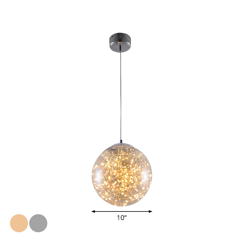Ball Pendant Light Kit Minimal LED Glass Down Lighting with Inside Glowing String Clearhalo 'Ceiling Lights' 'Modern Pendants' 'Modern' 'Pendant Lights' 'Pendants' Lighting' 2025806