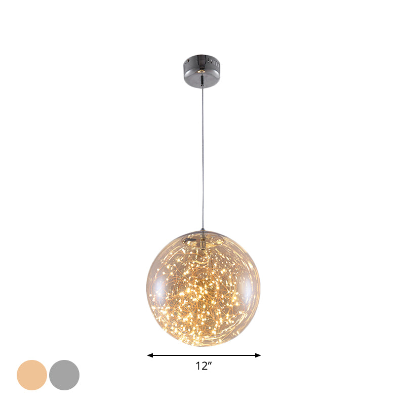 Ball Pendant Light Kit Minimal LED Glass Down Lighting with Inside Glowing String Clearhalo 'Ceiling Lights' 'Modern Pendants' 'Modern' 'Pendant Lights' 'Pendants' Lighting' 2025808