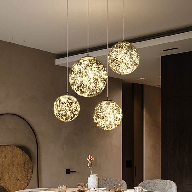 Ball Pendant Light Kit Minimal LED Glass Down Lighting with Inside Glowing String Clearhalo 'Ceiling Lights' 'Modern Pendants' 'Modern' 'Pendant Lights' 'Pendants' Lighting' 2025810