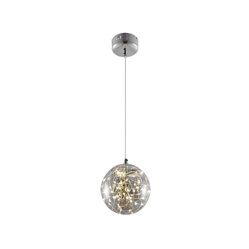 Ball Pendant Light Kit Minimal LED Glass Down Lighting with Inside Glowing String Smoke Gray 6" Clearhalo 'Ceiling Lights' 'Modern Pendants' 'Modern' 'Pendant Lights' 'Pendants' Lighting' 2025812
