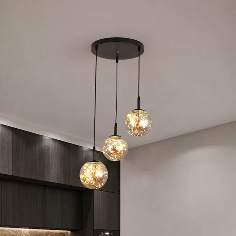 Spherical Cluster Pendant Light Simplicity Glass Bedroom Starry Hanging Lamp Kit Clearhalo 'Ceiling Lights' 'Modern Pendants' 'Modern' 'Pendant Lights' 'Pendants' Lighting' 2025826