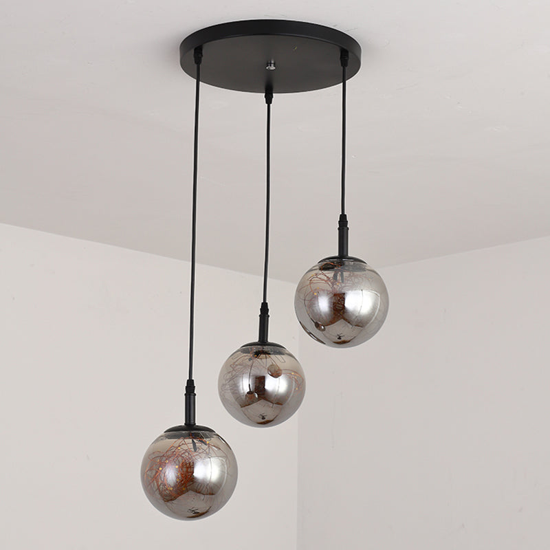 Spherical Cluster Pendant Light Simplicity Glass Bedroom Starry Hanging Lamp Kit Clearhalo 'Ceiling Lights' 'Modern Pendants' 'Modern' 'Pendant Lights' 'Pendants' Lighting' 2025828