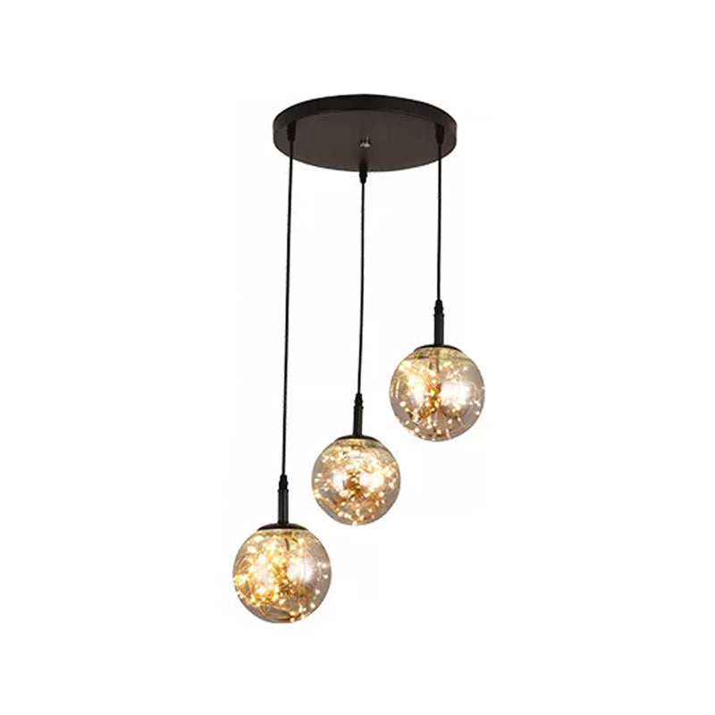 Spherical Cluster Pendant Light Simplicity Glass Bedroom Starry Hanging Lamp Kit Clearhalo 'Ceiling Lights' 'Modern Pendants' 'Modern' 'Pendant Lights' 'Pendants' Lighting' 2025829