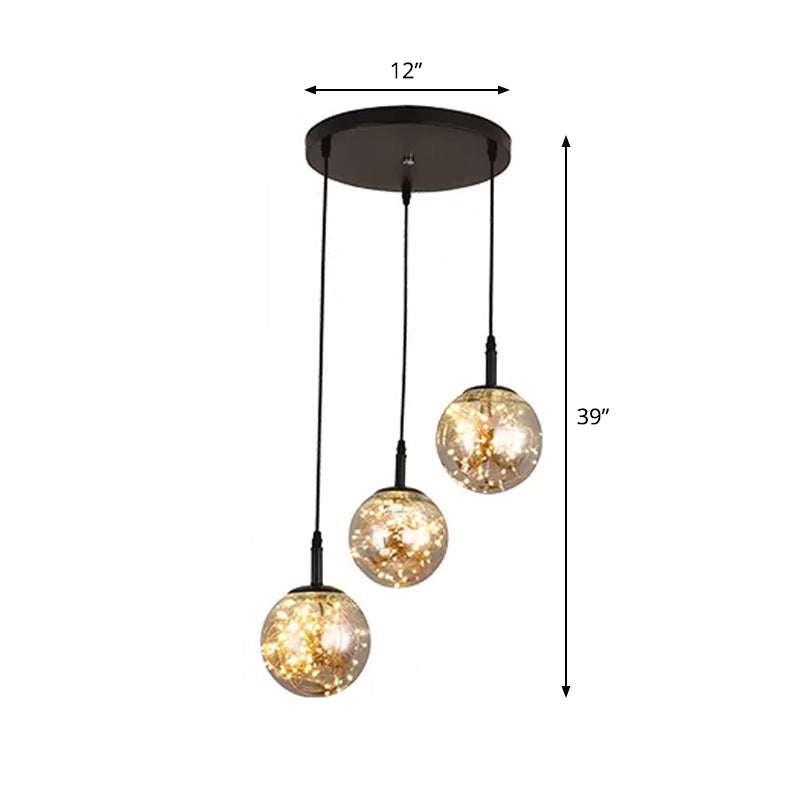 Spherical Cluster Pendant Light Simplicity Glass Bedroom Starry Hanging Lamp Kit Clearhalo 'Ceiling Lights' 'Modern Pendants' 'Modern' 'Pendant Lights' 'Pendants' Lighting' 2025830