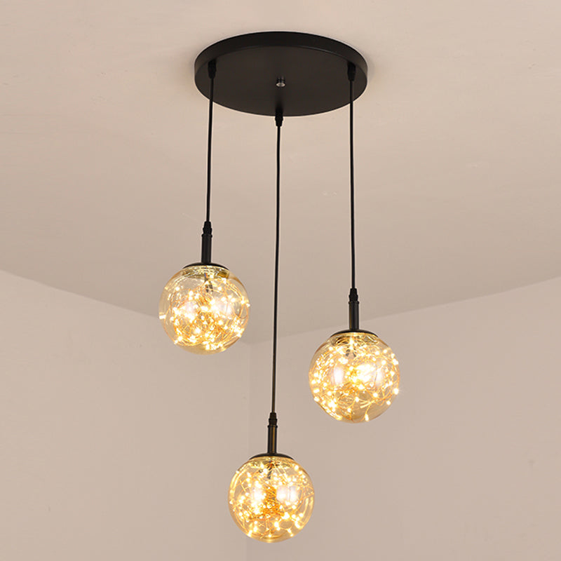 Spherical Cluster Pendant Light Simplicity Glass Bedroom Starry Hanging Lamp Kit Clearhalo 'Ceiling Lights' 'Modern Pendants' 'Modern' 'Pendant Lights' 'Pendants' Lighting' 2025832