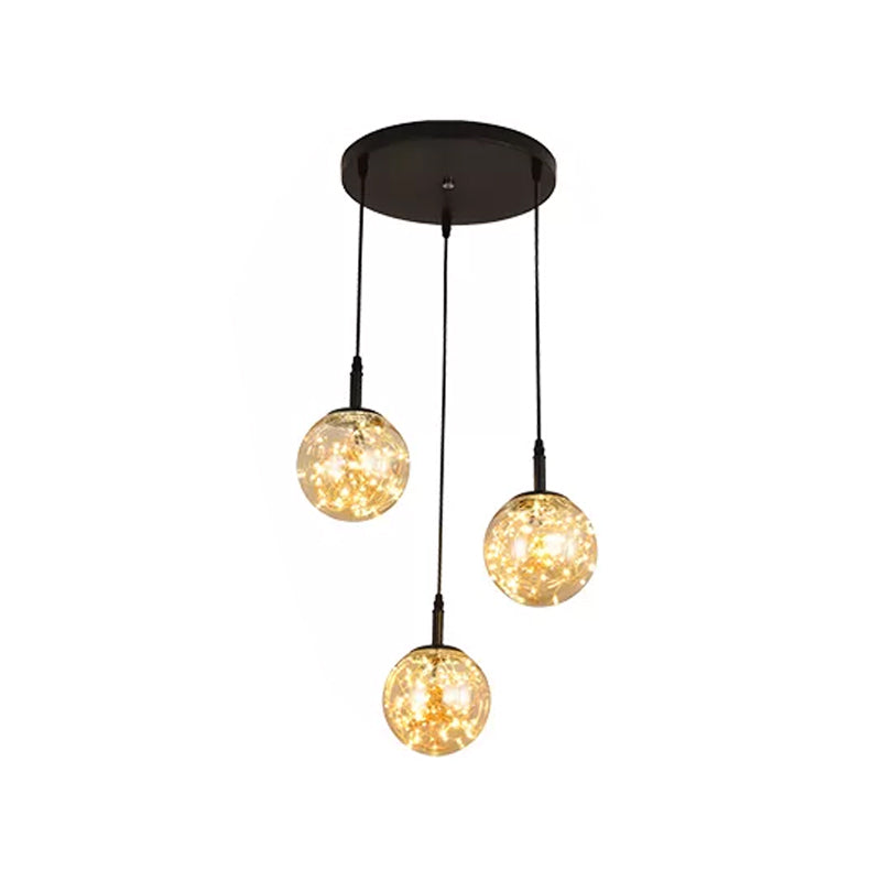 Spherical Cluster Pendant Light Simplicity Glass Bedroom Starry Hanging Lamp Kit Clearhalo 'Ceiling Lights' 'Modern Pendants' 'Modern' 'Pendant Lights' 'Pendants' Lighting' 2025833