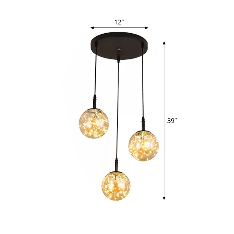 Spherical Cluster Pendant Light Simplicity Glass Bedroom Starry Hanging Lamp Kit Clearhalo 'Ceiling Lights' 'Modern Pendants' 'Modern' 'Pendant Lights' 'Pendants' Lighting' 2025834