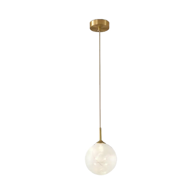 Modern Sphere Ceiling Pendant Glass Dining Room LED Suspension Lamp in Brass Cream A Clearhalo 'Ceiling Lights' 'Modern Pendants' 'Modern' 'Pendant Lights' 'Pendants' Lighting' 2025841