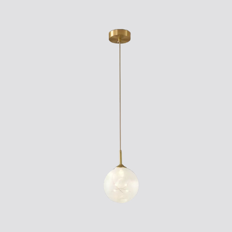 Modern Sphere Ceiling Pendant Glass Dining Room LED Suspension Lamp in Brass Clearhalo 'Ceiling Lights' 'Modern Pendants' 'Modern' 'Pendant Lights' 'Pendants' Lighting' 2025842