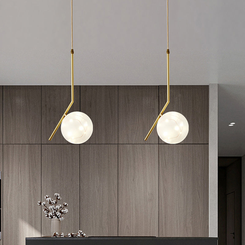 Modern Sphere Ceiling Pendant Glass Dining Room LED Suspension Lamp in Brass Cream B Clearhalo 'Ceiling Lights' 'Modern Pendants' 'Modern' 'Pendant Lights' 'Pendants' Lighting' 2025843