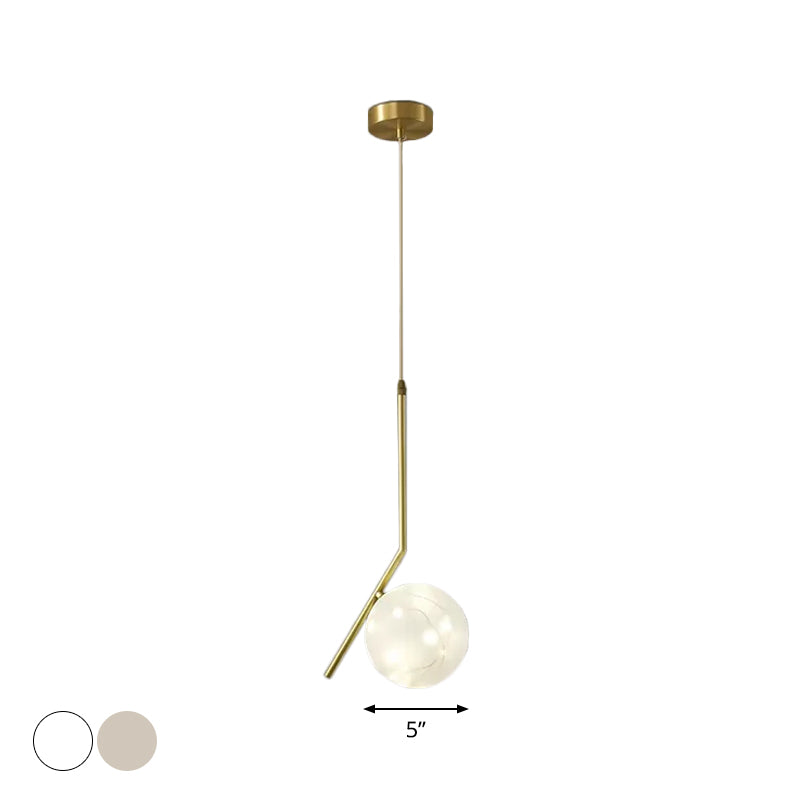 Modern Sphere Ceiling Pendant Glass Dining Room LED Suspension Lamp in Brass Clearhalo 'Ceiling Lights' 'Modern Pendants' 'Modern' 'Pendant Lights' 'Pendants' Lighting' 2025846