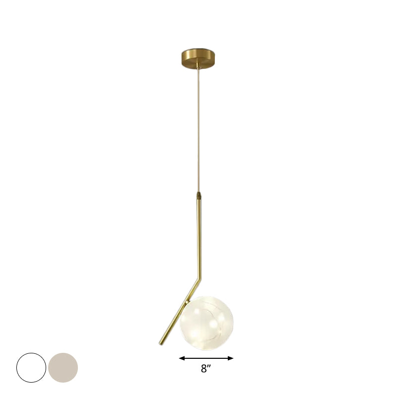 Modern Sphere Ceiling Pendant Glass Dining Room LED Suspension Lamp in Brass Clearhalo 'Ceiling Lights' 'Modern Pendants' 'Modern' 'Pendant Lights' 'Pendants' Lighting' 2025847