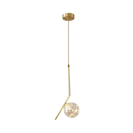 Modern Sphere Ceiling Pendant Glass Dining Room LED Suspension Lamp in Brass Cognac B Clearhalo 'Ceiling Lights' 'Modern Pendants' 'Modern' 'Pendant Lights' 'Pendants' Lighting' 2025848