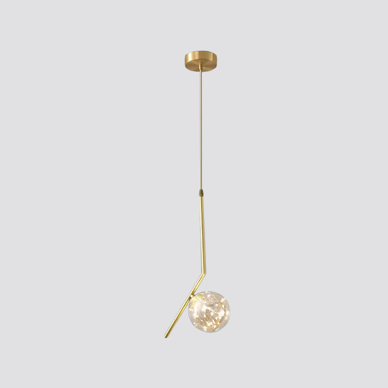 Modern Sphere Ceiling Pendant Glass Dining Room LED Suspension Lamp in Brass Clearhalo 'Ceiling Lights' 'Modern Pendants' 'Modern' 'Pendant Lights' 'Pendants' Lighting' 2025849