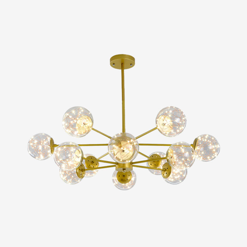 Round Hanging Chandelier Minimal Starry LED Glass Pendant Light Fixture with Radial Design 10 Gold Clearhalo 'Ceiling Lights' 'Chandeliers' 'Modern Chandeliers' 'Modern' Lighting' 2025867