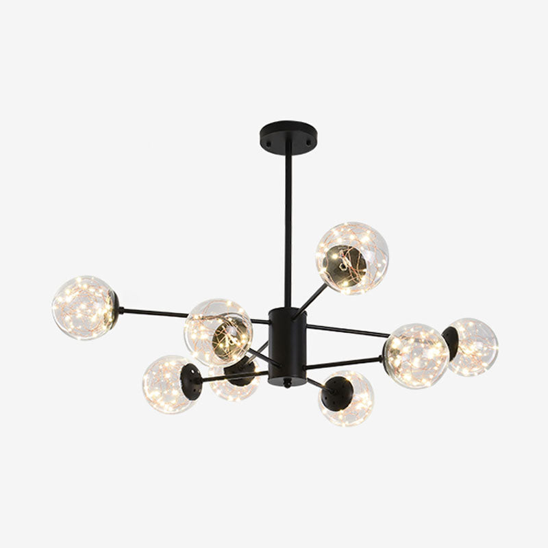 Round Hanging Chandelier Minimal Starry LED Glass Pendant Light Fixture with Radial Design 8 Black Clearhalo 'Ceiling Lights' 'Chandeliers' 'Modern Chandeliers' 'Modern' Lighting' 2025872