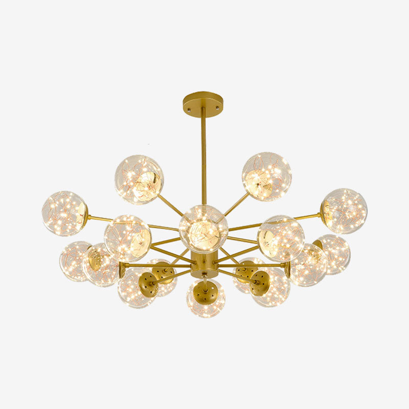 Round Hanging Chandelier Minimal Starry LED Glass Pendant Light Fixture with Radial Design 16 Gold Clearhalo 'Ceiling Lights' 'Chandeliers' 'Modern Chandeliers' 'Modern' Lighting' 2025873