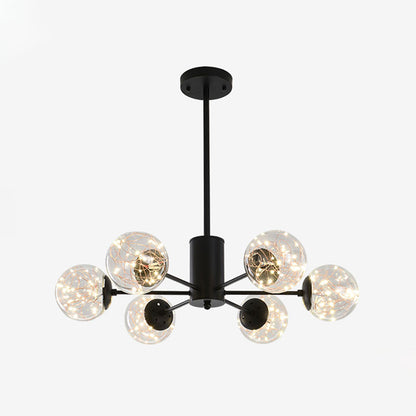 Round Hanging Chandelier Minimal Starry LED Glass Pendant Light Fixture with Radial Design 6 Black Clearhalo 'Ceiling Lights' 'Chandeliers' 'Modern Chandeliers' 'Modern' Lighting' 2025877