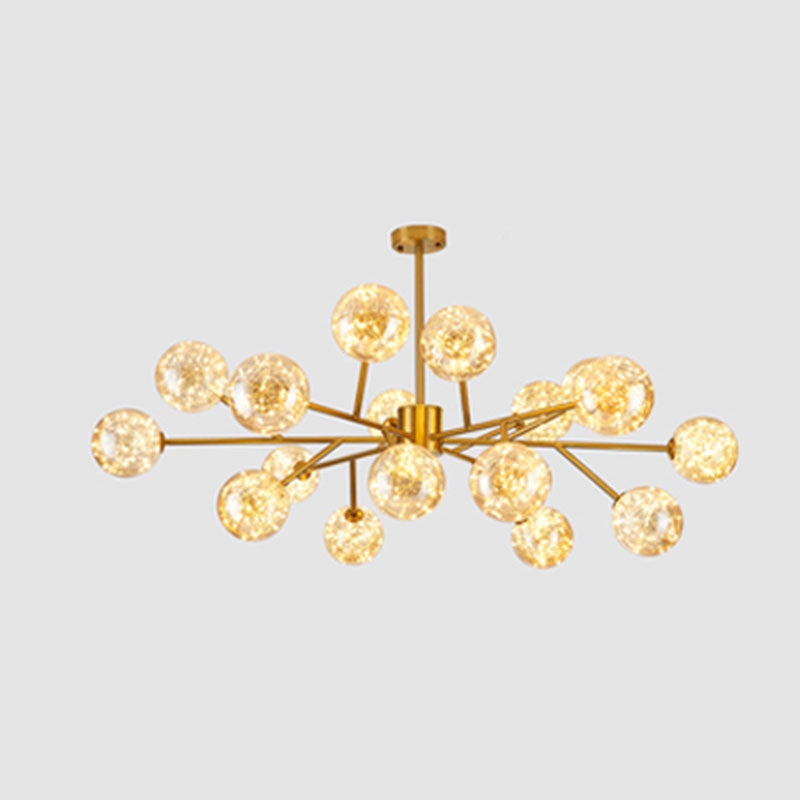 Minimalist Ball Chandelier Lighting Cognac Glass Starry LED Bedroom Hanging Pendant Light Clearhalo 'Ceiling Lights' 'Chandeliers' 'Modern Chandeliers' 'Modern' Lighting' 2025897
