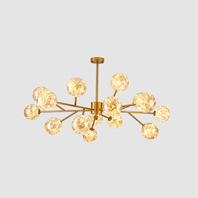 Minimalist Ball Chandelier Lighting Cognac Glass Starry LED Bedroom Hanging Pendant Light Clearhalo 'Ceiling Lights' 'Chandeliers' 'Modern Chandeliers' 'Modern' Lighting' 2025899