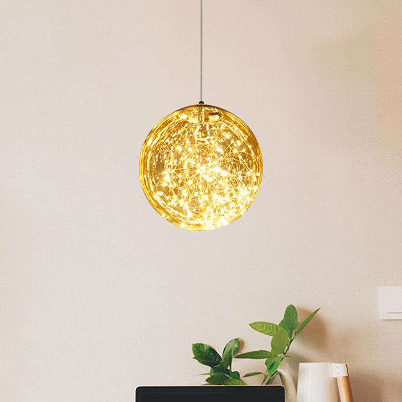 LED Kitchen Flush Mount Light Simple Stainless-Steel Starry Ceiling Lighting with Global Glass Shade Clearhalo 'Ceiling Lights' 'Close To Ceiling Lights' 'Close to ceiling' 'Flush mount' Lighting' 2026001