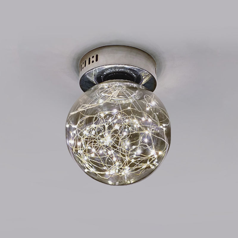 Glass Spherical Flush Mount Lamp Minimalistic LED Close to Ceiling Light for Porch Clearhalo 'Ceiling Lights' 'Close To Ceiling Lights' 'Close to ceiling' 'Flush mount' Lighting' 2026019