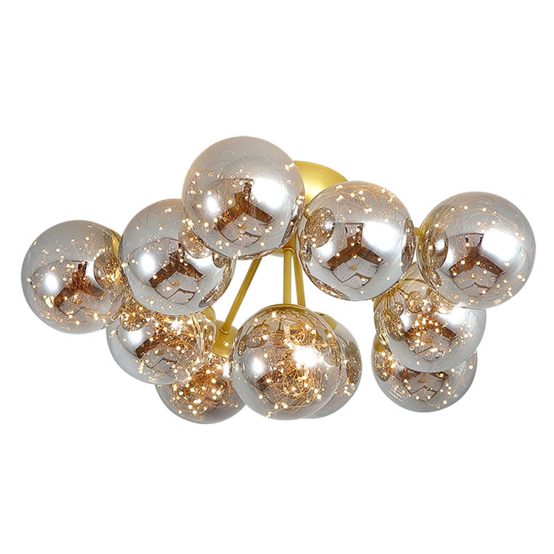 Ball Flushmount Light Modernist Smoke Grey Glass LED Starry Ceiling Lighting for Bedroom Clearhalo 'Ceiling Lights' 'Close To Ceiling Lights' 'Close to ceiling' 'Flush mount' Lighting' 2026042