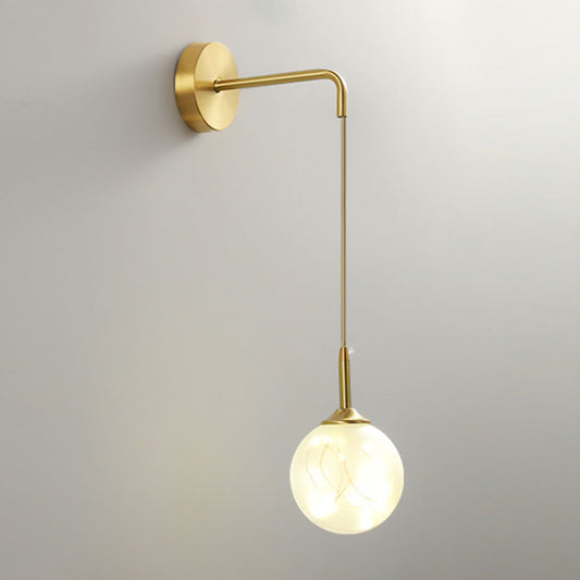 LED Bedroom Wall Light Fixture Minimalist Gold Wall Lamp Sconce with Geometrical Glass Shade Clearhalo 'Cast Iron' 'Glass' 'Industrial' 'Modern wall lights' 'Modern' 'Tiffany' 'Traditional wall lights' 'Wall Lamps & Sconces' 'Wall Lights' Lighting' 2026110