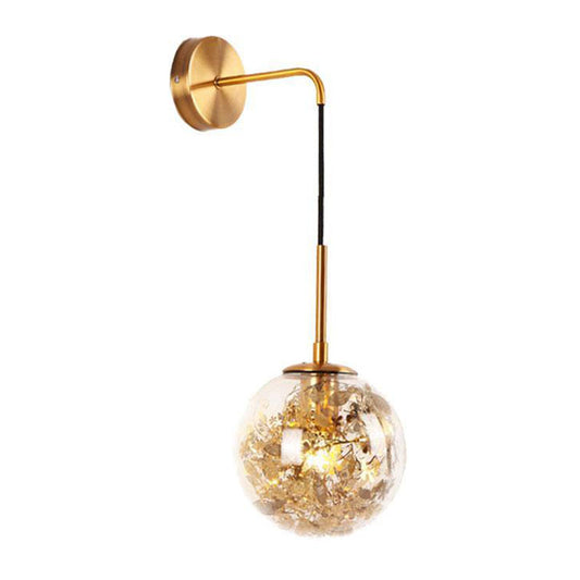 Clear Glass Bubble Wall Lamp Contemporary 1-Light Wall Mounted Lamp with Foil Flower Decor Clearhalo 'Cast Iron' 'Glass' 'Industrial' 'Modern wall lights' 'Modern' 'Tiffany' 'Traditional wall lights' 'Wall Lamps & Sconces' 'Wall Lights' Lighting' 2026128