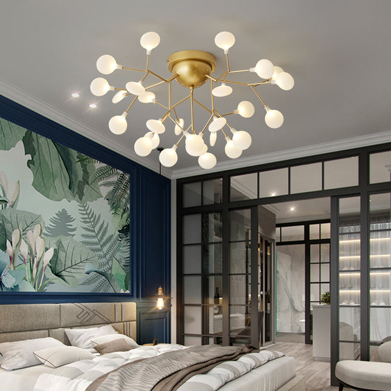 Branching Living Room Flush Mount Metal LED Minimalist Ceiling Light Fixture 27 Gold Round Clearhalo 'Ceiling Lights' 'Close To Ceiling Lights' 'Close to ceiling' 'Flush mount' Lighting' 2026139