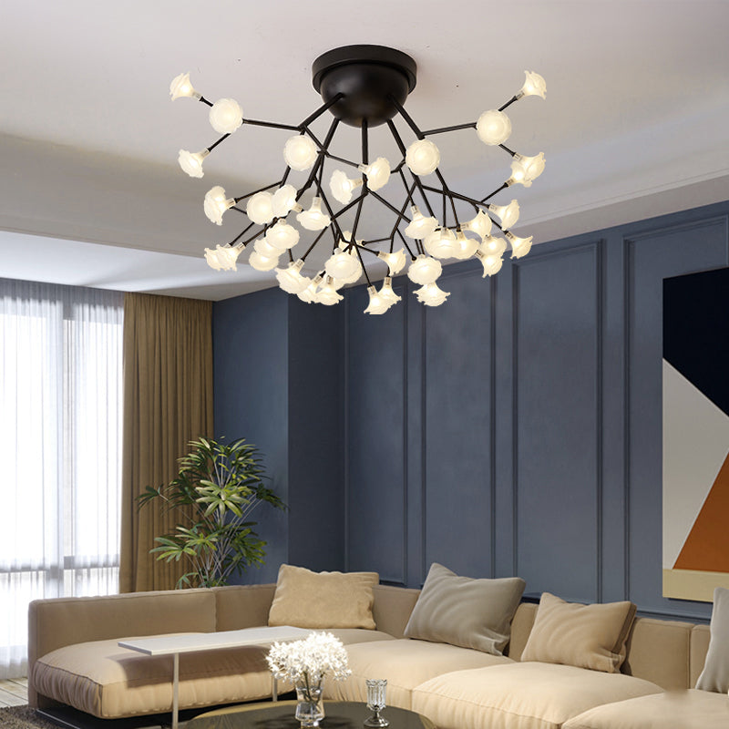Branching Living Room Flush Mount Metal LED Minimalist Ceiling Light Fixture 36 Black Flower Clearhalo 'Ceiling Lights' 'Close To Ceiling Lights' 'Close to ceiling' 'Flush mount' Lighting' 2026146