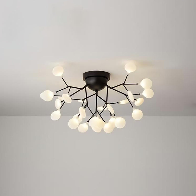 Branching Living Room Flush Mount Metal LED Minimalist Ceiling Light Fixture 27 Black Round Clearhalo 'Ceiling Lights' 'Close To Ceiling Lights' 'Close to ceiling' 'Flush mount' Lighting' 2026156