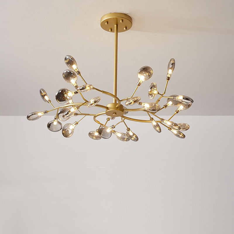 Leaves Ceiling Chandelier Modernity Acrylic Living Room LED Suspension Lamp in Gold Clearhalo 'Ceiling Lights' 'Chandeliers' 'Modern Chandeliers' 'Modern' Lighting' 2026166