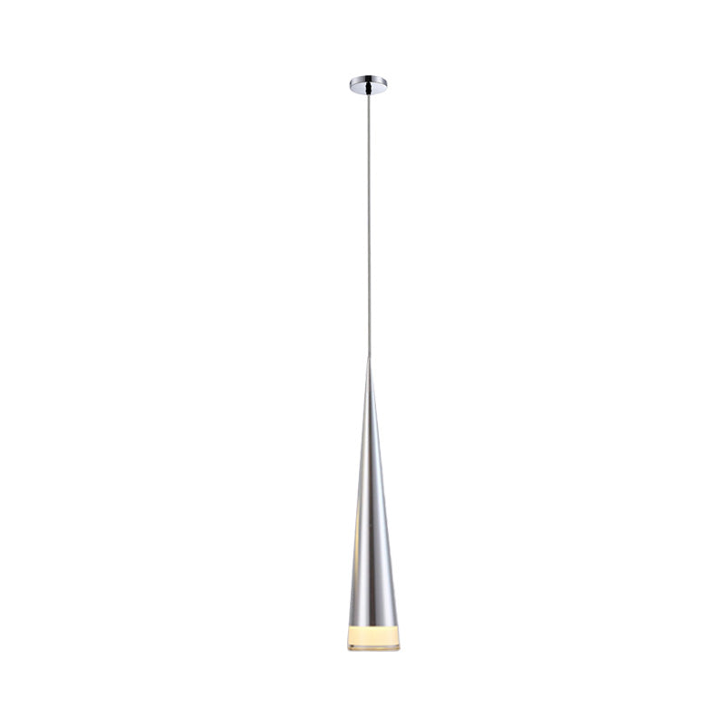 Tapered Hanging Lamp kit Simple Metal Black/Silver/Gold Dining Room Pendant Light Fixture in Warm/White/Neutral Clearhalo 'Ceiling Lights' 'Modern Pendants' 'Modern' 'Pendant Lights' 'Pendants' Lighting' 202619
