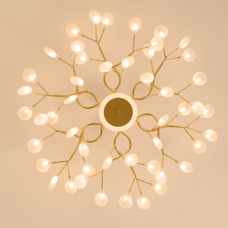 Nordic Firefly Hanging Chandelier Acrylic Living Room LED Pendant Light Fixture in Gold Clearhalo 'Ceiling Lights' 'Chandeliers' 'Modern Chandeliers' 'Modern' Lighting' 2026192