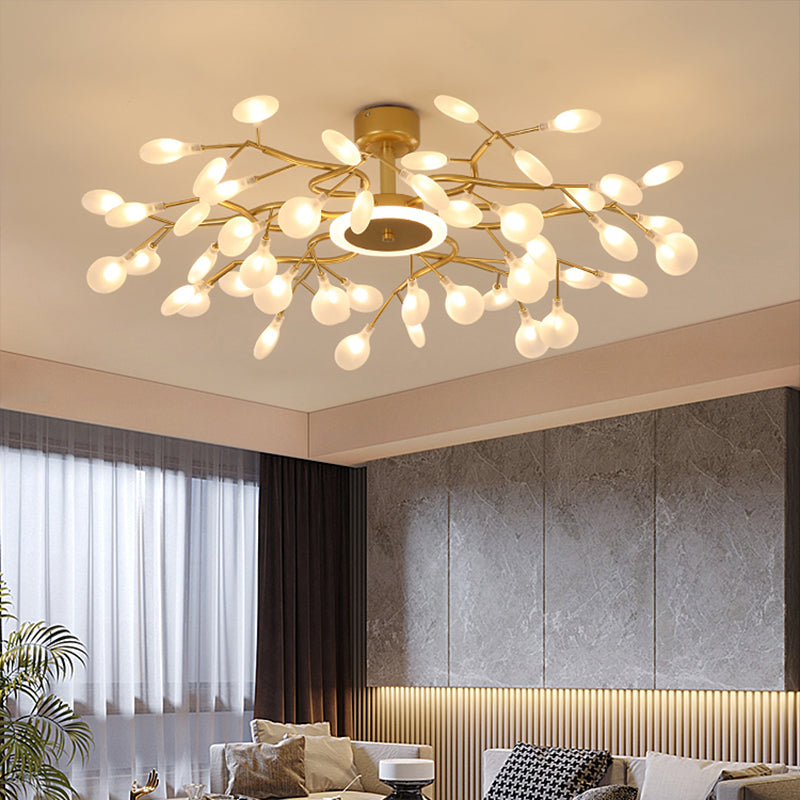 Nordic Firefly Hanging Chandelier Acrylic Living Room LED Pendant Light Fixture in Gold Clearhalo 'Ceiling Lights' 'Chandeliers' 'Modern Chandeliers' 'Modern' Lighting' 2026193
