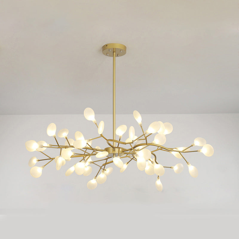 Modern Branch-Like Wireframe Chandelier Metal Living Room LED Hanging Light Fixture 54 Gold C Clearhalo 'Ceiling Lights' 'Chandeliers' 'Modern Chandeliers' 'Modern' Lighting' 2026201