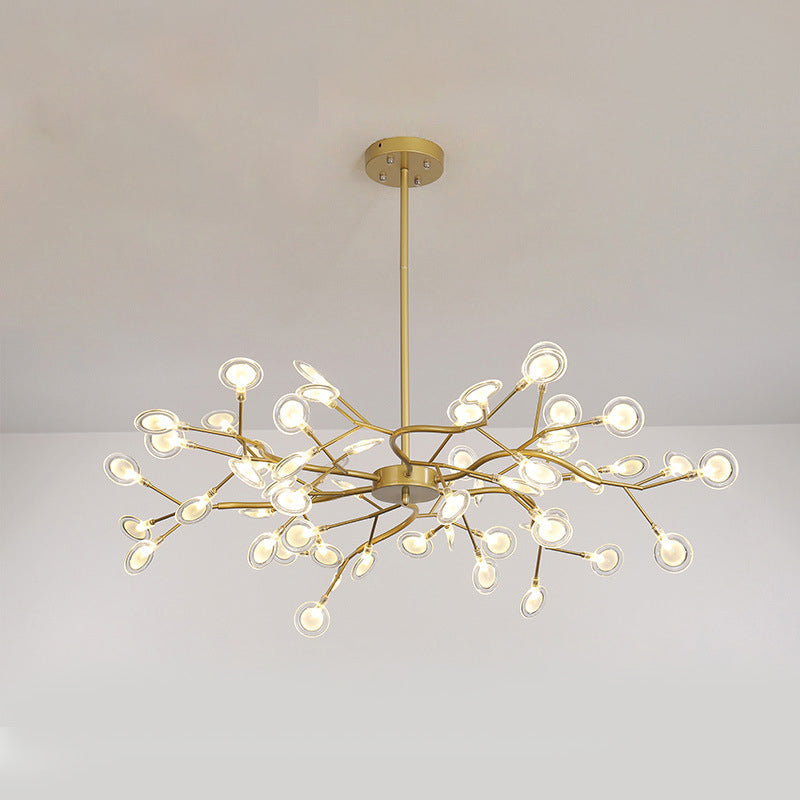 Modern Branch-Like Wireframe Chandelier Metal Living Room LED Hanging Light Fixture 54 Gold B Clearhalo 'Ceiling Lights' 'Chandeliers' 'Modern Chandeliers' 'Modern' Lighting' 2026205