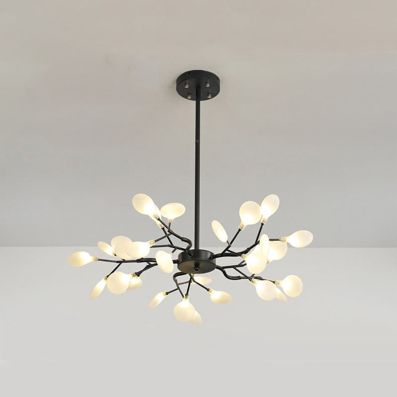 Modern Branch-Like Wireframe Chandelier Metal Living Room LED Hanging Light Fixture 30 Black C Clearhalo 'Ceiling Lights' 'Chandeliers' 'Modern Chandeliers' 'Modern' Lighting' 2026209