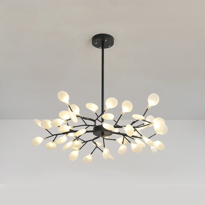 Modern Branch-Like Wireframe Chandelier Metal Living Room LED Hanging Light Fixture 45 Black C Clearhalo 'Ceiling Lights' 'Chandeliers' 'Modern Chandeliers' 'Modern' Lighting' 2026210